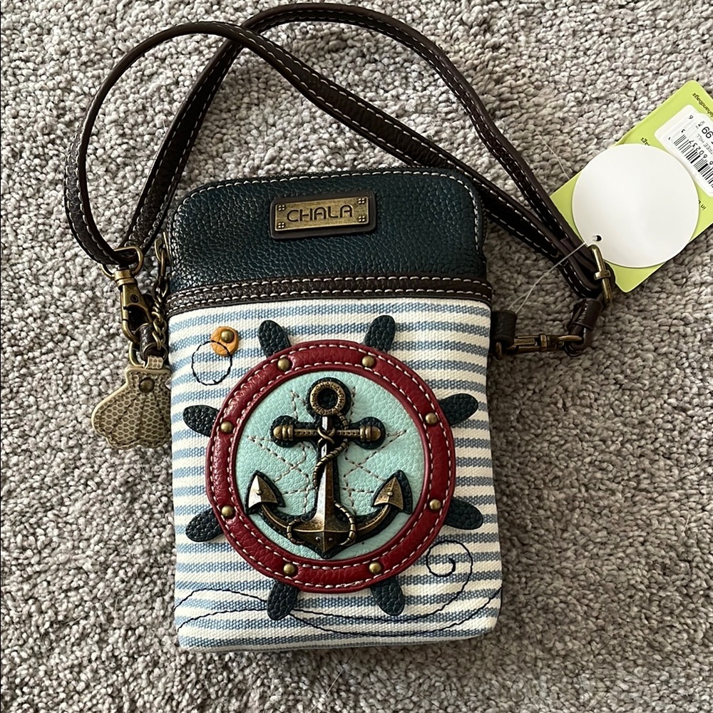 Chala Nautical Crossbody Bag - Blue and Brown
